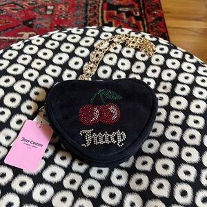Juicy Couture Black Heart Mini Bag with Cherry Design